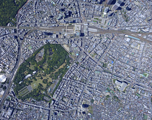 新宿東口上空／真俯瞰空撮、2018.5撮影