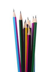 Colored pencils isolated on white background, clipping path