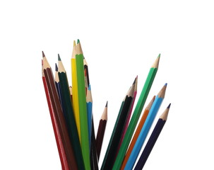 Colored pencils isolated on white background, clipping path