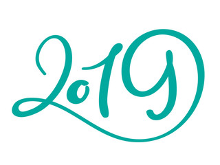 Greeting card design template with chinese calligraphy 2019 New Year grunge number 2019 hand drawn lettering. Vector illustration