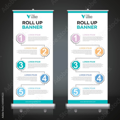 Roll Up Banner Design Template Vertical Abstractbackground Pull