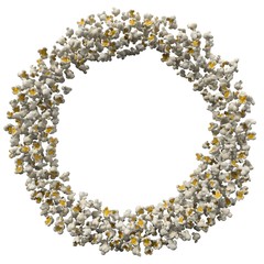 frame formed by popcorn pieces. 3d illustration