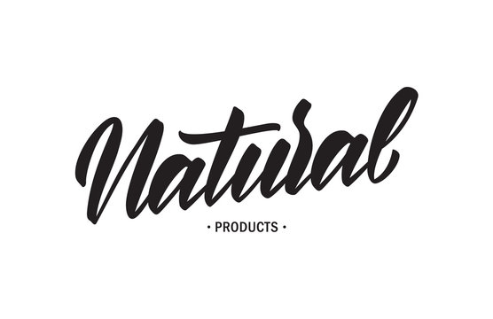 Handwritten lettering of Natural Product.