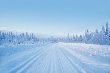 Obraz premium Stunning winter landscape with snow-covered trees.