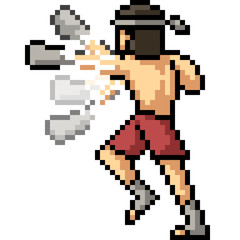 Fototapeta premium vector pixel art muay thai punch combo