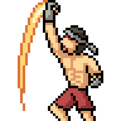 Obraz premium vector pixel art muay thai uppercut