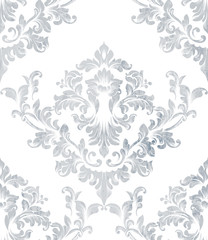 Damask texture pattern Vector. Luxury wallpaper ornament decor. Baroque Textile, fabric, tiles. Gray colors