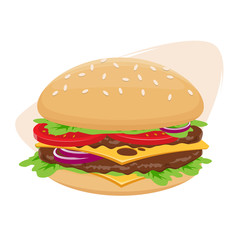 isolated vector illustration of a burger