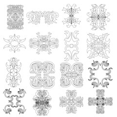 Set with decorative patterns and ornaments