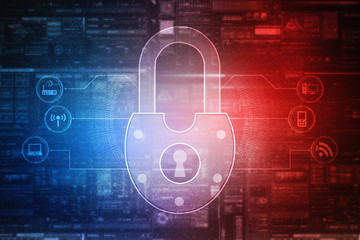 2d illustration Safety concept: Closed Padlock on digital background