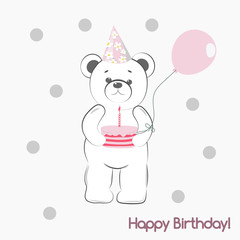 Teddy bear in soap bubbles. Take a bath vector
