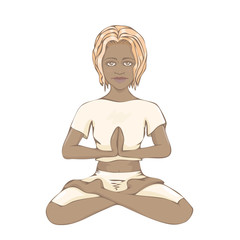 African girl in lotus pose.