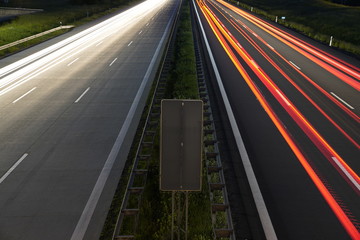 Gorgeous long exposure view at a highway A14 (Autobahn) in Leipzig, Germany