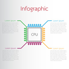 Vector infographic templates for reports in detail of in the CPU.