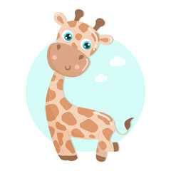 Cute giraffe vector illustration.