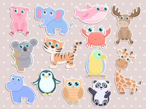 Cute animal sticker set