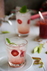 Rhubarb strawberry summer drink