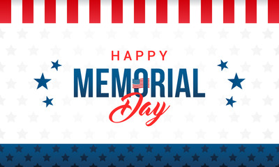Happy Memorial Day Card Vector illustration. Typography on star pattern background.