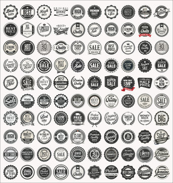 Mega collection of retro vintage badges and labels