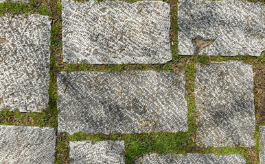 Dirty Outside old granite terrace castle medieval tiles.