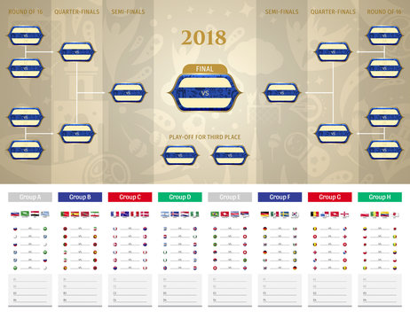 Football/soccer Match schedule vector illustration. Tableau des Matches - RUSSIE 2018