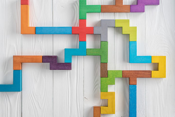 Colorful maze on white background. The concept of a business strategy, analytics, search for solutions, the search output.