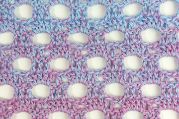 handmade crochet background in blue and pink