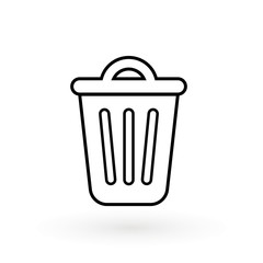 Bin line icon . Vintage symbol for use. Trash . vector icon.