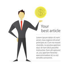 Man holding dollar coin flat character design