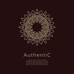 Golden vector logotype. Eastern outline logo. Classic design.