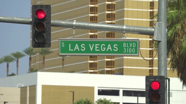 Las Vegas blvd, strip, street sign - August 2017: Las Vegas, Nevada, US