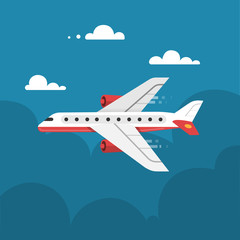 Flat airplane illustration.