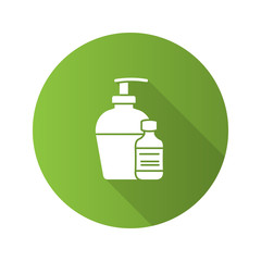 Antibacterial liquid and soap flat design long shadow glyph icon