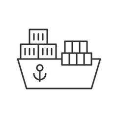 Ship vessel and container boxes, shipping and logistic icon in line style