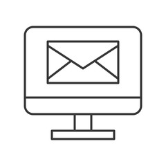 Envelope on computer screen, message and email, line icon