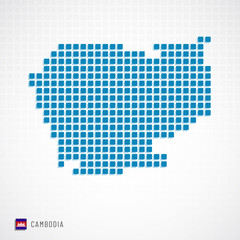 Fototapeta na wymiar Cambodia map and flag icon