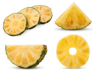 Collection pineapple fruit slice and ring