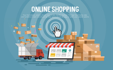 Online shopping concept desktop.