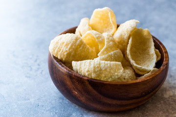 Organic Hummus Chickpea Chips Ready to Eat in Bowl.