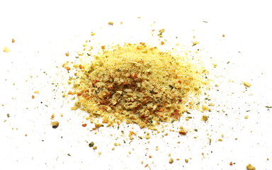 Spice mix for soups and food isolated on white background