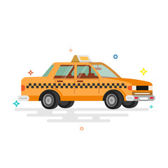 Naklejka na ściany i meble Taxi car. Vector flat illustration.
