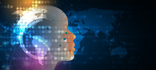 Artificial intelligence. Technology web background. Virtual concept