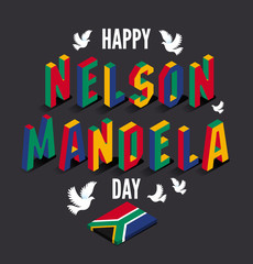Vector illustration for happy International Nelson Mandela Day. - obrazy, fototapety, plakaty