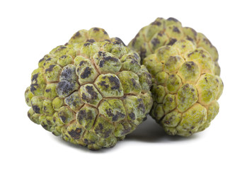 Heap of Sweet And Healthy Fruit Custard Apple Also Know as Sitafal, Sweetsop, Annona Squamosa, Sugar Apple, Sitaphal or Anona isolated on White Background