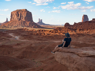 traveller in monument valley