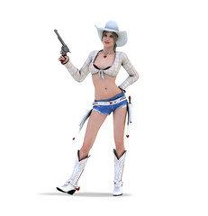 Pretty Cowgirl Sweetheart holding Gun