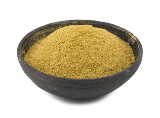 Coriander Powder or Dhaniya Powder isolated on White Background