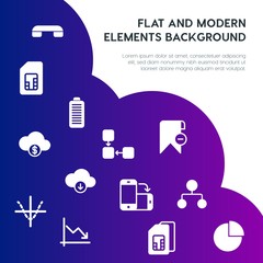 cloud and networking, charts, mobile, bookmarks fill vector icons and elements background concept on gradient background.Multipurpose use on websites, presentations, brochures and more