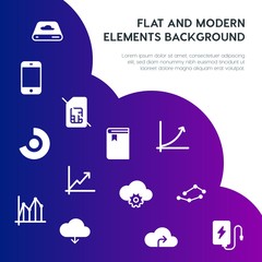Fototapeta na wymiar cloud and networking, charts, mobile, bookmarks fill vector icons and elements background concept on gradient background.Multipurpose use on websites, presentations, brochures and more