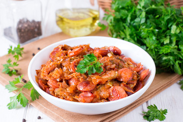 Cabbage stew with sausage